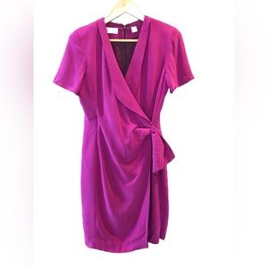 Vintage Dana Buchman Dress Magenta 100% Silk Size 8